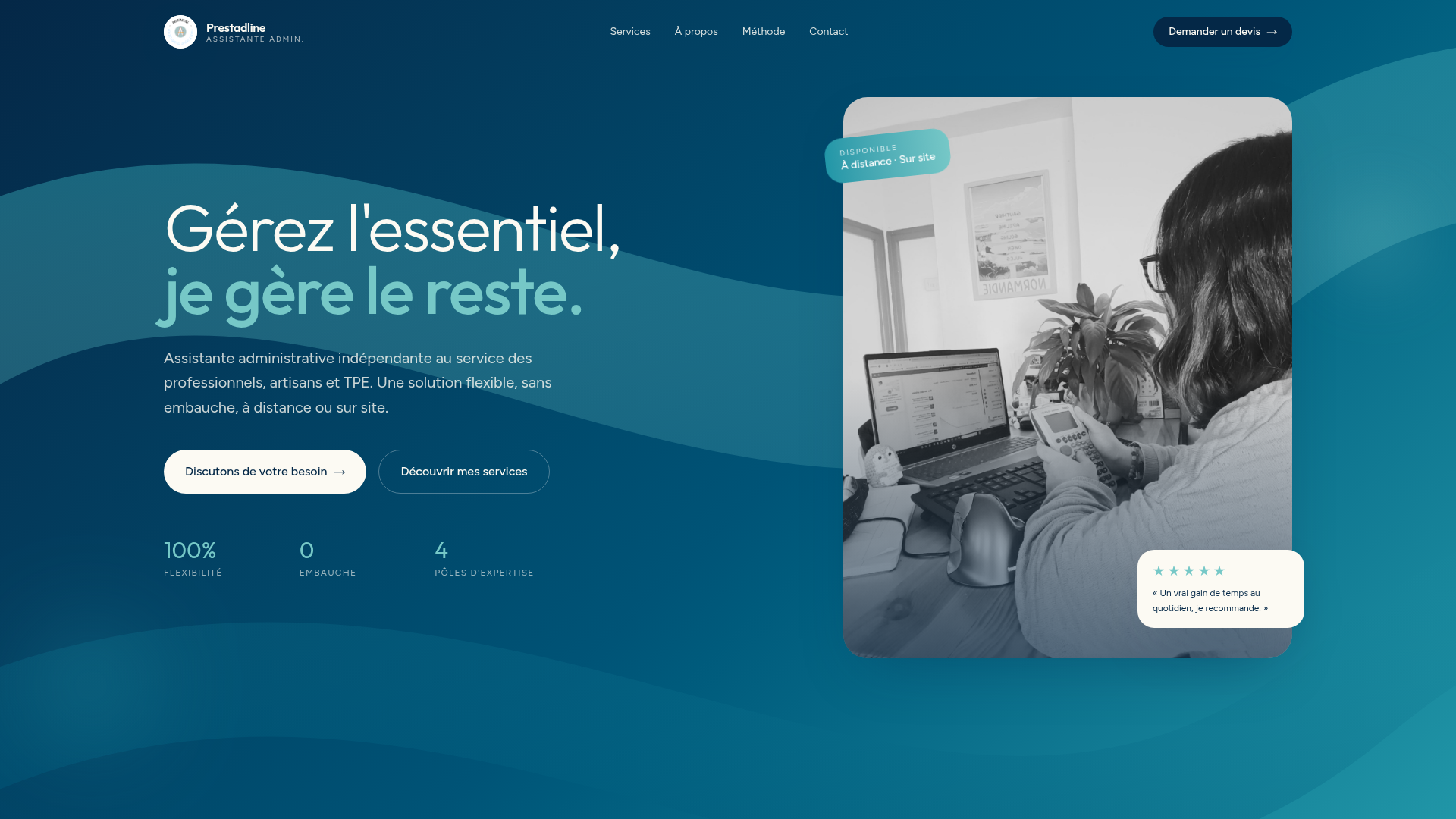 Aperçu du site Prestadline